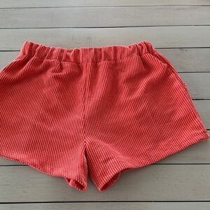 High Waist Coral Corduroy Shorts